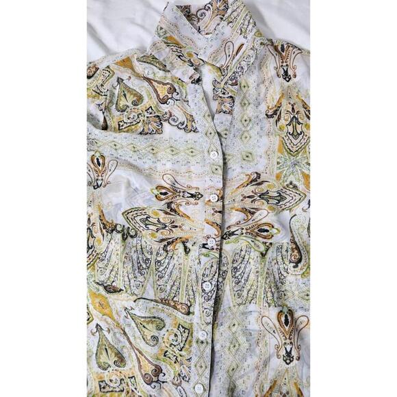 Coldwater Creek Women's Paisley Print Sheer Button-Up Blouse - Picture 5 of 7